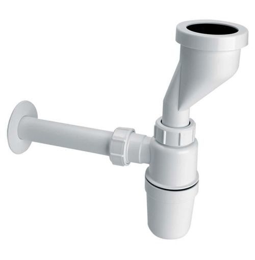 Syfon pisuarowy butelkowy mimośrodowy MCALPINE 2" x 32 mm biały z uszczelką wargową, z przesunięciem | HC2PO