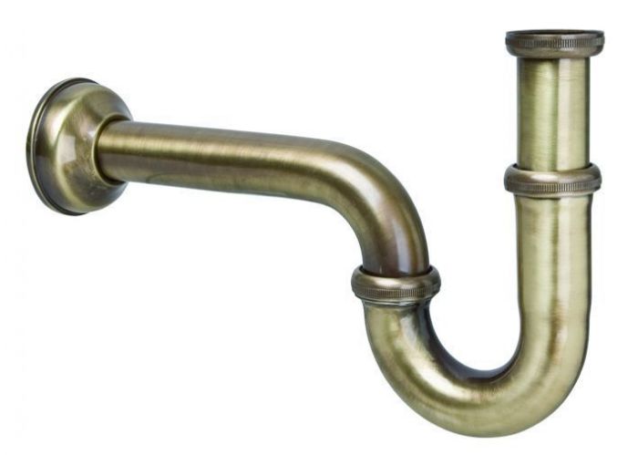Syfon umywalkowy rurowy MCALPINE z mosiądzu 1 1/4" x 32 mm antyczny brąz bez spustu  | 215AB