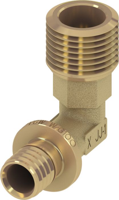 Nypel z mosiądzu standard przejściowy kątowy 90° TECEflex 20 (18) mm x 1/2" GZ