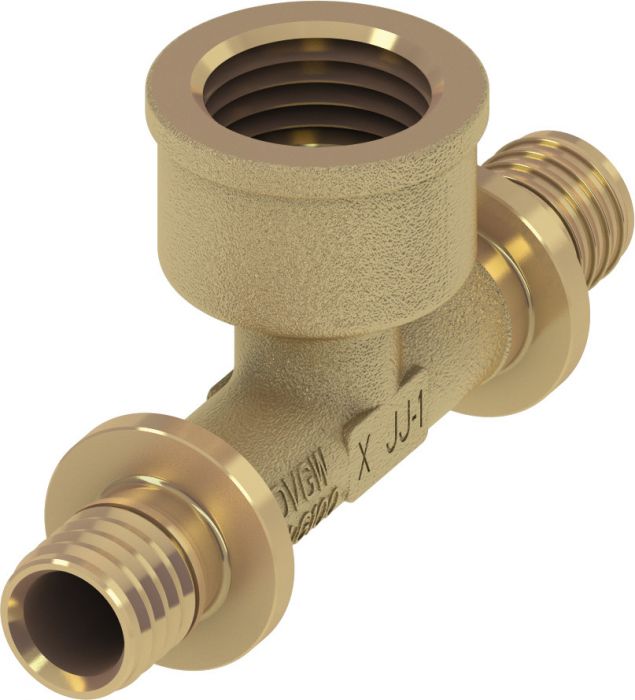 Trójnik mosiądz standard 90° zaciskany TECEflex 16 mm x 1/2" x 16 mm GW