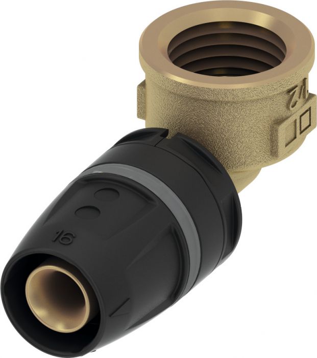Mufa mosiądz standard przejściowa kątowa połączenie wtykowe typ "push" TECElogo 16 mm x 1/2" GW