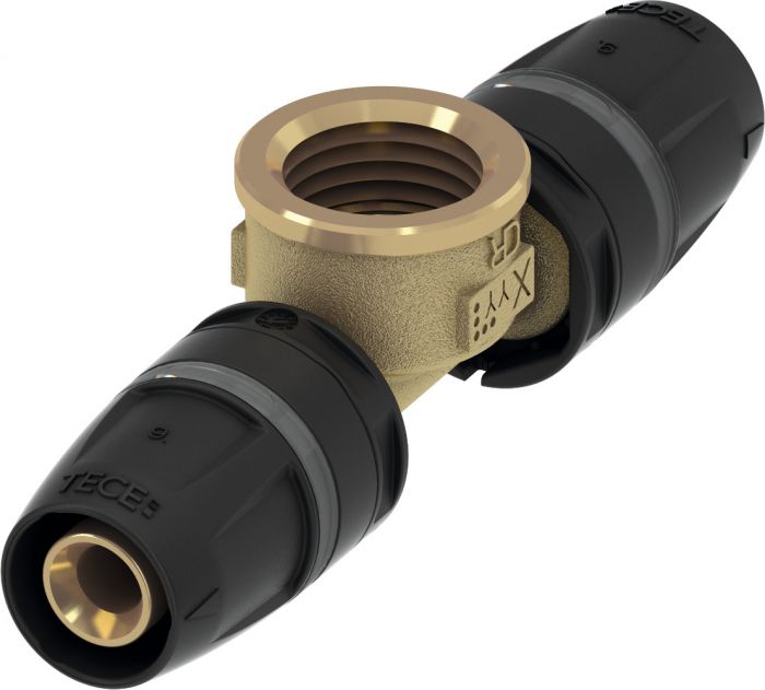Trójnik mosiądz standard 90° połączenie wtykowe typ "push" TECElogo 20 mm x 1/2" GW x 20 mm