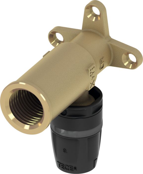Kolano z mosiądzu standard naścienne długie połączenie wtykowe typ "push" TECElogo 16 mm x GW 1/2"