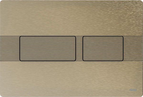 Przycisk spłukujący TECE TECEsolid podwójny do WC metalowy nikiel szczotkowany o strukturze liniowej 220 x 150 x 6 mm | 9240437