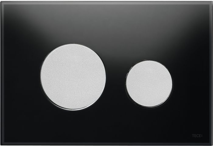 Przycisk spłukujący podwójny do WC TECEloop 224  x 150  x 11 mm szkło czarny/chrom mat