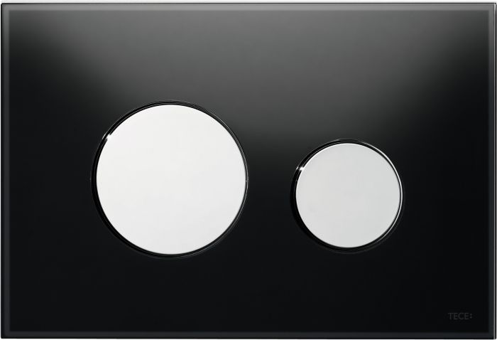 Przycisk spłukujący podwójny do WC TECEloop 220  x 150  x 11 mm szkło czarny/chrom połysk