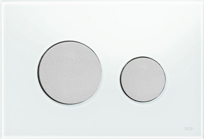 Przycisk spłukujący podwójny do WC TECEloop 220  x 150  x 11 mm szkło biały/chrom mat