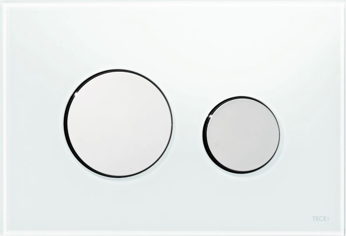 Przycisk spłukujący podwójny do WC TECEloop 220  x 150  x 11 mm szkło biały/chrom połysk