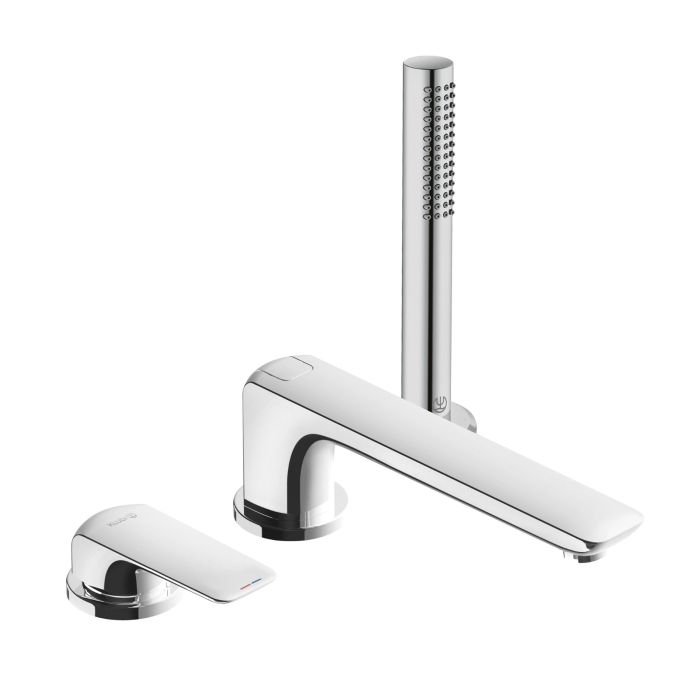 Bateria wannowo-natryskowa stojąca KLUDI AMEO 1-uchwytowa 3-otworowa DN 15 chrom w zestawie : wyciągana rączka, wąż natryskowy 1500 mm, waż ciśnieniowy 500 mm, zawór zwrotny | 414470575