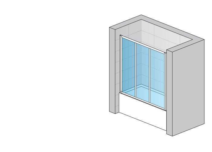 Parawan rozsuwany trzyczęściowy SANSWISS TOP-LINE TOW3 strona prawa 1700 x 1500 mm biały szkło hartowane przezroczyste z powłoką AQUAPERLE | TOW3D17000407
