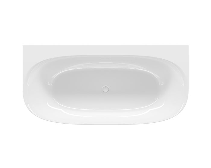 Wanna przyścienna centralna RIHO VITALLE VitaLux 1700 x 800 x 580 mm biały połysk z korkiem klik-klak i nakładką na przelew  w białym kolorze  | B094009005