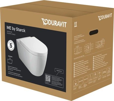 Zestaw miska WC z deską sedesową DURAVIT ME BY STARCK wirowa 37.3 x 39.5 cm biały HygieneGlaze  | 45790920A1