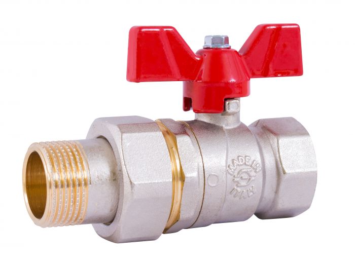 Zawór kulowy z motylkiem i śrubunkiem SKALAR 1/2" GW x GZ PN 50