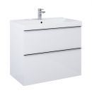 Szafka podumywalkowa podwieszana 800 x 449 x 635 mm biała połysk 2 szuflady z metalowymi bokami, górna szuflada wyposażona w organizer, do kompletowania z uchwytami (sprzedawanymi osobno) ROCA Look 80 2S | RE010801028060