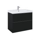 Szafka podumywalkowa podwieszana 800 x 449 x 635 mm black mat 2 szuflady z metalowymi bokami, górna szuflada wyposażona w organizer, do kompletowania z uchwytami (sprzedawanymi osobno) ROCA Look 80 2S | RE010801027160