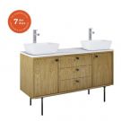 Szafka łazienkowa podwieszana płyta MDF 1400 x 456 x 540 mm dąb naturalny 3 szuflady, 2 drzwi ROCA Legacy 140 3S 2D | RE011401096690