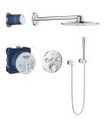 Zestaw prysznicowy podtynkowy z termostatem, ścienny GROHE Grohtherm SmartControl  mosiądz deszczownica Ø 310 mm, ramię 400 mm, wąż 1500 mm chrom w zestawie bateria termostatyczna, Rapido SmartBox,  deszczownica, ramię prysznicowe,, element podtynkowy, sł