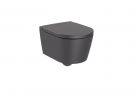 Miska WC ceramiczna wisząca ROCA INSPIRA ROUND COMPACTO Rimless 37 x 48 cm onyks zestaw montażowy w komplecie  | A346528640