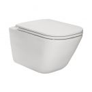 Miska WC ceramiczny wisząca ROCA GAP SQUARE Rimless 34.7 x 54 cm biała z deską wolnoopadającą slim (A801482211)  | A34H470000