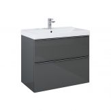 Szafka podumywalkowa podwieszana 800 x 449 x 635 mm anthracite 2 szuflady z metalowymi bokami, górna szuflada wyposażona w organizer, do kompletowania z uchwytami (sprzedawanymi osobno) ROCA Look 80 2S | RE010801026610