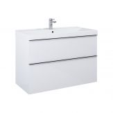 Szafka podumywalkowa podwieszana lub stojąca płyta laminowana 1000 x 449 x 635 mm biała wysoki połysk 2 szuflady, do kompletowania z uchwytami (sprzedawanymi osobno) ROCA Look 100 2S | RE011000028060