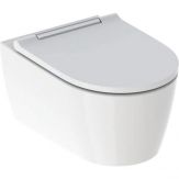 Miska WC ceramiczna wisząca z powłoką KeraTect GEBERIT One wirowa TurboFlush 37 x 54 cm chrom w komplecie: deska wolnoopadająca  | 500202011