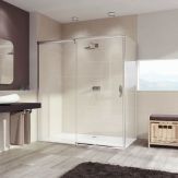 Ścianka HUPPE Aura elegance SW 900 900 x 1900 mm srebrna matowa szkło hartowane przezroczyste z powłoką Anti-Plaque  | 401603087322