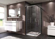 Kabina narożna kwadratowa HUPPE ena 2.0 800 x 1900 mm srebrna połysk szkło hartowane przezroczyste z powłoką Anti-Plaque  | 140102069322