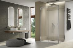 Ścianka boczna SANSWISS TOP-LINE-S TOPF2 800 x 2000 mm srebrna połysk szkło hartowane przezroczyste z powłoką AQUAPERLE  | TOPF20805007