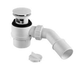 Syfon wannowy MCALPINE z korkiem klik-klak biały ze zintegrowanym