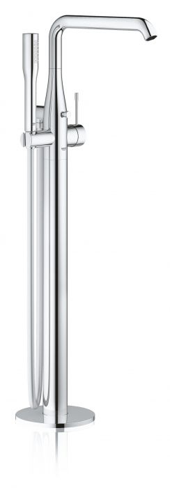 Essence bateria wannowa wolnostojąca, do montażu z elementem podtynkowym 45984001, mosiężna wysięg wylewki 277 mm wysokość 884 mm chrom z obrotową wylewką z perlatorem  i ogranicznikiem obrotu SilkMove głowica ceramiczna 35 mm z ogranicznikiem temperatury