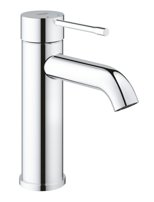 Essence bateria umywalkowa stojąca 1-uchwytowa 1-otworowa bez zestawu odpływowego mosiężna rozmiar S, zasięg wylewki 116 mm wysokość 174 mm DN 15 chrom SilkMove, Long-Life Shine, EcoJoy, AquaGuide, QuickFix Plus