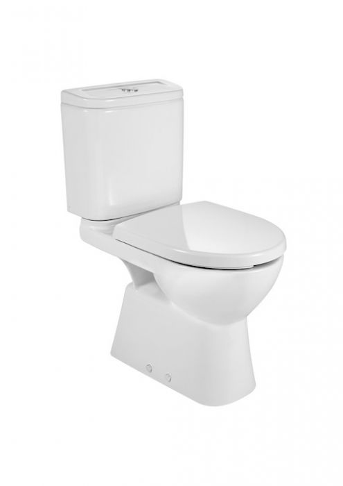 DOSTĘPNA ŁAZIENKA miska do kompaktu WC z montażem do posadzki stojąca odpływ pionowy 38 x 67 x 81.5 cm biała z zestawem montażowym