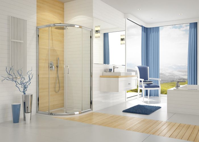 TX KP4/TX5b-80-S kabina narożna półokrągły 800 x 800 x 1900 mm biała EW szkło hartowane Sitodruk W15  Glass protect