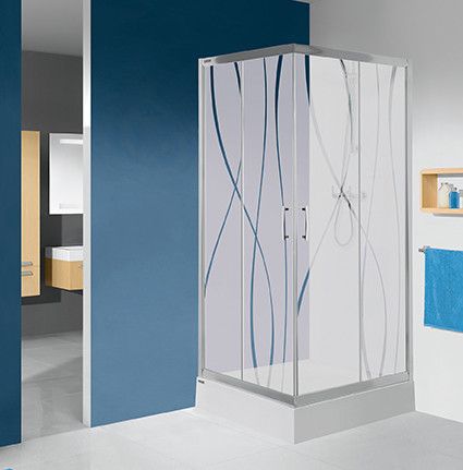 TX KN/TX5b-80-S+Bza kabina narożna kwadratowy 800 x 800 x 2030 mm srebrna błyszcząca szkło hartowane transparentne W0  Glass protect z brodzikiem