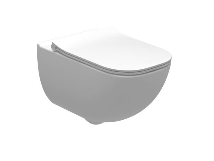 PALO miska WC ceramiczna wisząca bezkołnierzowa z ukrytymi mocowaniami 34.7 x 54 w komplecie: deska twarda wolnoopadająca łatwowypinalna