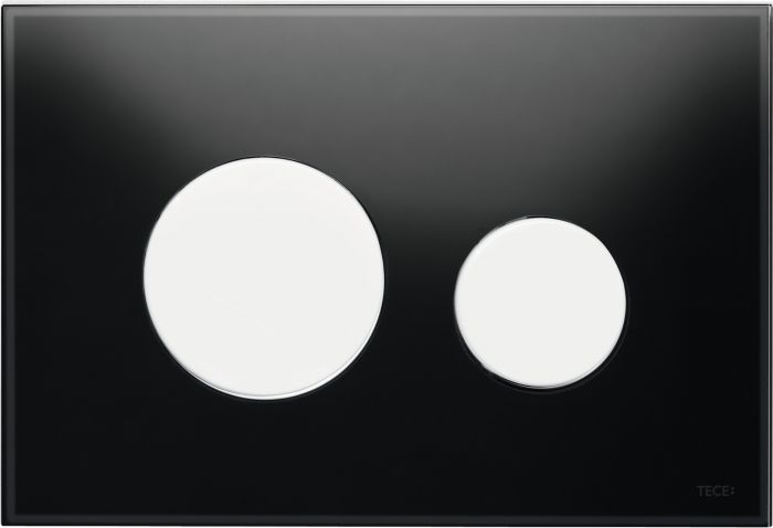 Przycisk spłukujący podwójny do WC TECEloop 220  x 150  x 11 mm szkło czarny/biały