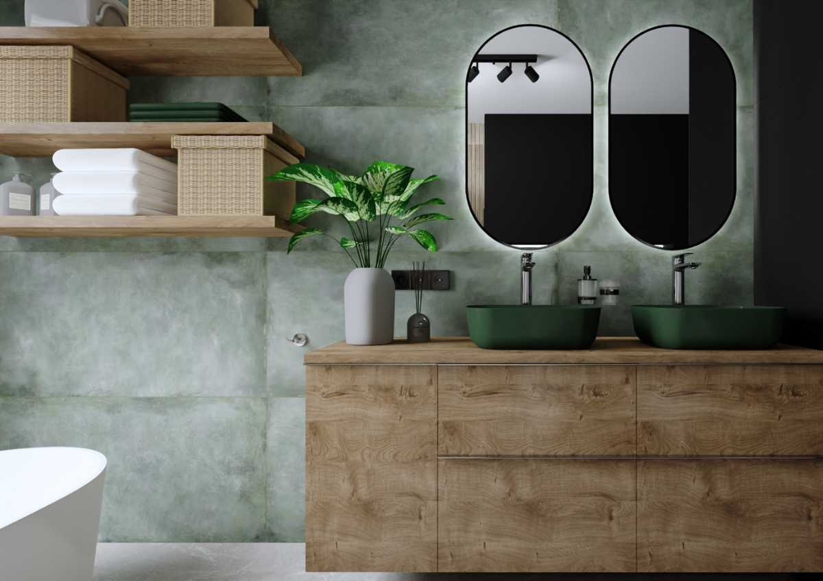 Zielona, granatowa, złota... Nie bój się kolorów w łazience 