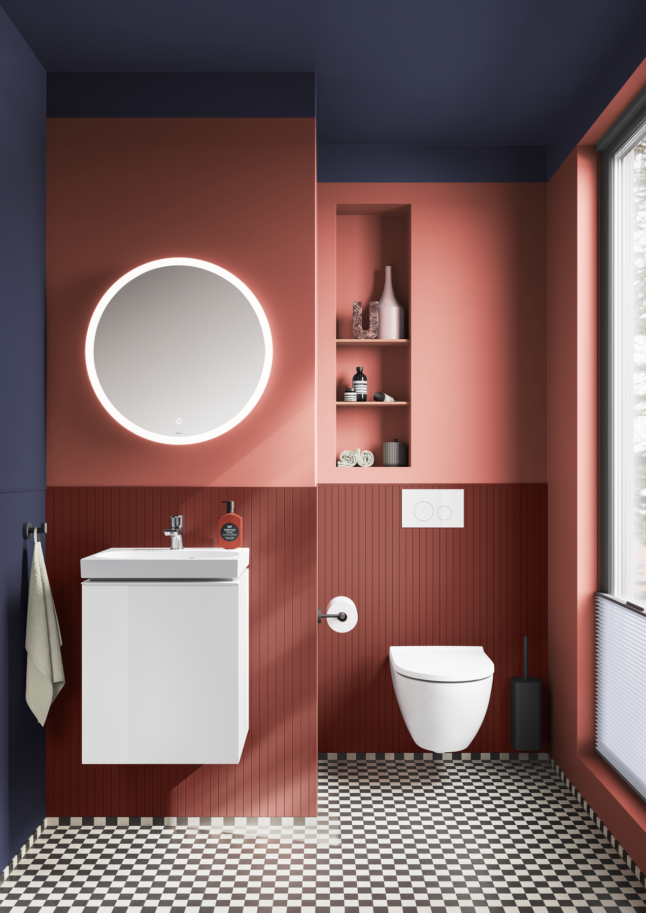 Inspiracja WC - nowoczesna łazienka bordowa