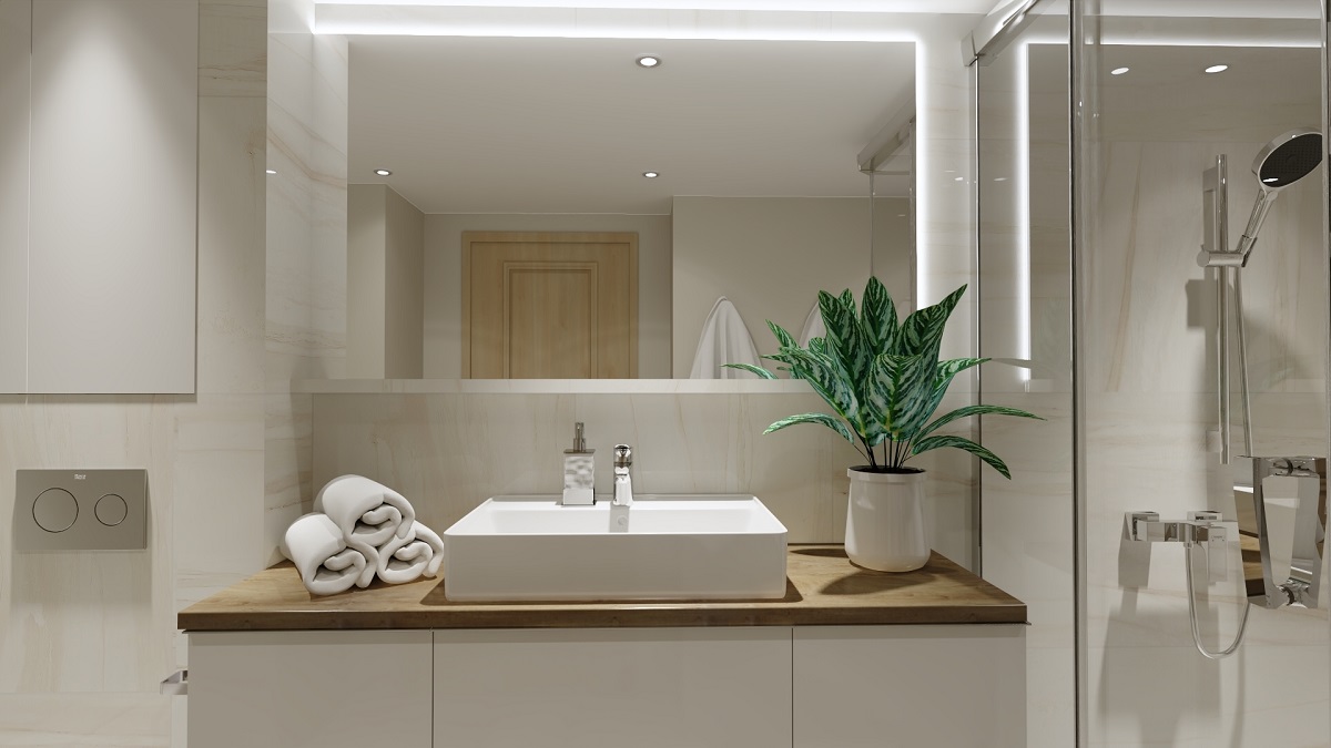 mała łazienka z wanną i prysznicem